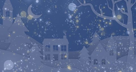 enchanting winter night with glowing village - Download Free Stock Images Pikwizard.com