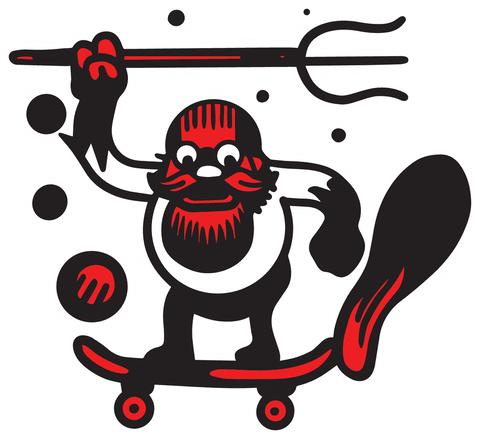 bearded man riding skateboard holding trident on transparent background - Download Free Stock Videos Pikwizard.com