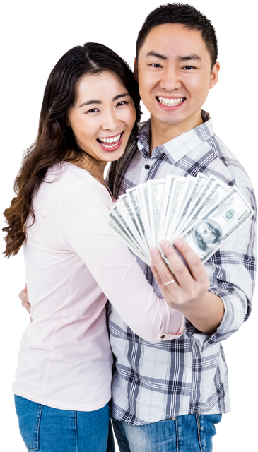 Transparent Image of Smiling Couple Holding Money - Download Free Stock Videos Pikwizard.com