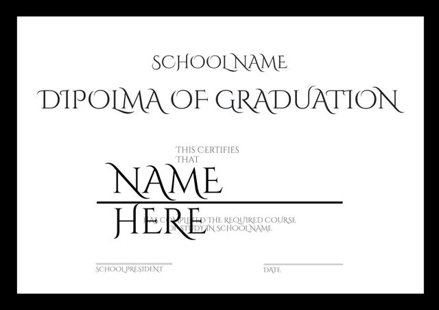 Elegant Diploma Template for Graduation Certification - Download Free Stock Templates Pikwizard.com