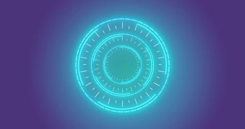 Futuristic Neon Scope Interface on Blue Background