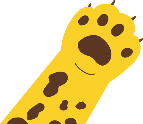 Cartoon Spotted Feline Paw on Transparent Background