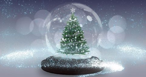 Magical Christmas Tree Snow Globe with Shooting Star Effect - Download Free Stock Images Pikwizard.com