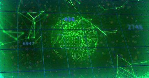 Futuristic Global Connectivity in Green Wireframe Technology