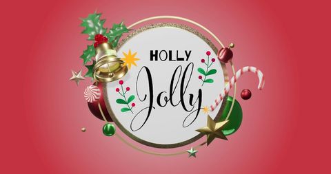 Holly Jolly Christmas Greetings with Festive Decorations - Download Free Stock Images Pikwizard.com