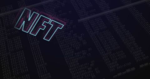 Neon NFT Graphics Over Digital Data Screen - Download Free Stock Images Pikwizard.com