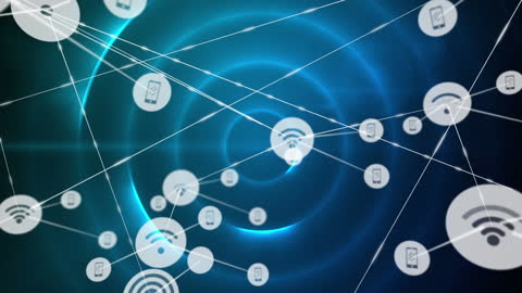 Digital Network Connections with WIFI and Mobile Icons