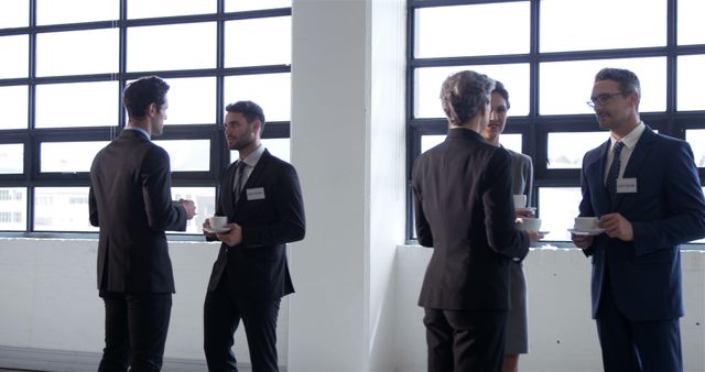 Group of Business Professionals Networking with Coffee in Modern Office - Download Free Stock Images Pikwizard.com