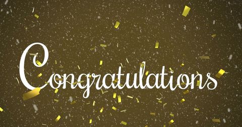 Congratulations greeting with gold confetti on green background