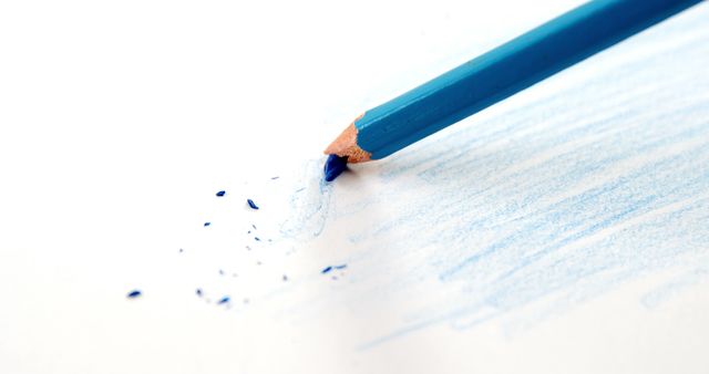 Blue Colored Pencil Drawing on White Paper Closeup - Download Free Stock Images Pikwizard.com