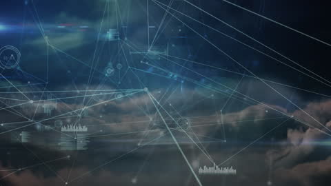 Digital Data Network Connection Over Cloud Sky