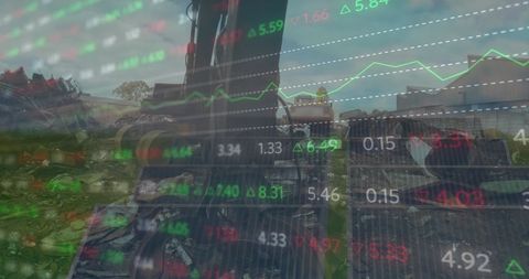 Digital Finance Data Overlay on Industrial Scrap Yard