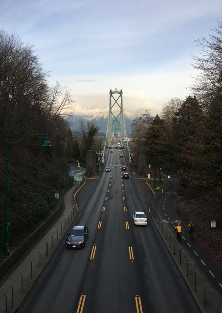 Cars Driving on Bridge through Forested Area in Autumn - Download Free Stock Images Pikwizard.com