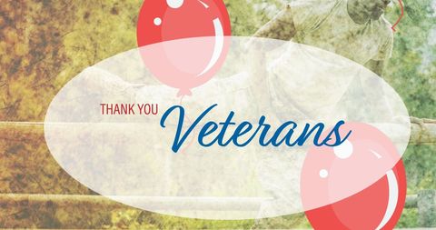 Patriotic Veterans Day Thank You card with Red Balloons - Download Free Stock Images Pikwizard.com