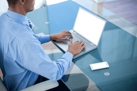 Transparent Effect Businessman Using Laptop in Modern Office - Download Free Stock Videos Pikwizard.com