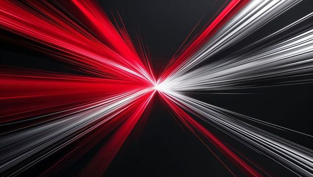 Red and White Radiating Beams on Dark Canvas