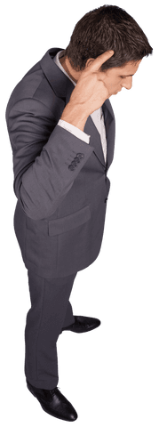 Confident Businessman Standing on Transparent Background in Suit