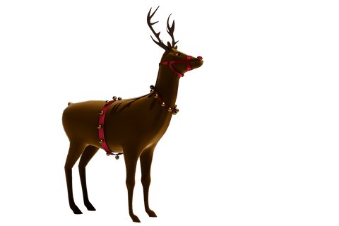 Transparent Digital Reindeer with Bells and Red Harness