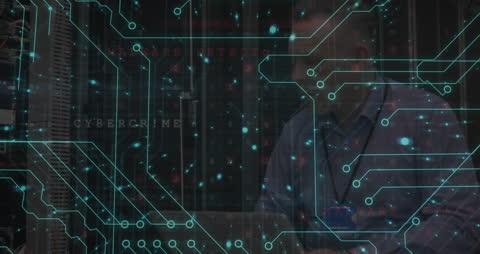 Digital Cybersecurity Concept with Programmers in Background