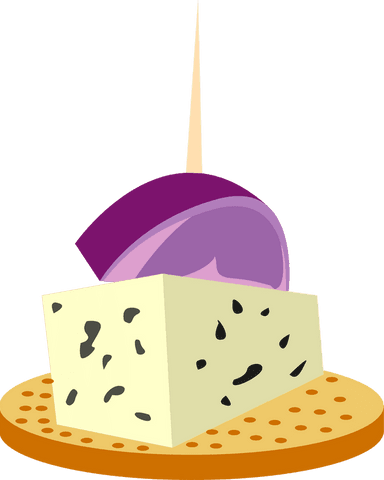 Transparent flat cheese and onion skewered appetizer