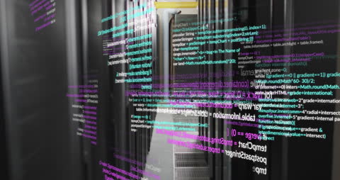 Data Animation Overlay on Modern Server Room