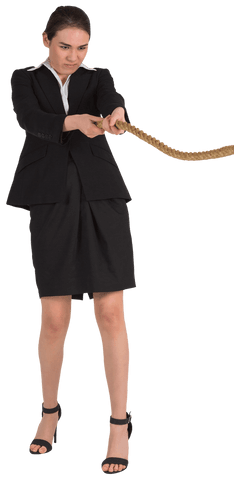 confident businesswoman pulling rope in competition transparent background - Download Free Stock Videos Pikwizard.com