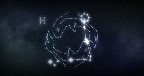 Digital illustration of pisces zodiac constellation