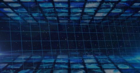 Futuristic Blue Digital Grid with Floating Interfaces - Download Free Stock Images Pikwizard.com