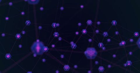 Abstract digital network with connection icons
