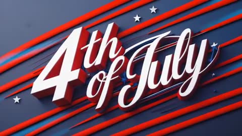 3D Fourth of July Typography with Dynamic Red Stripes