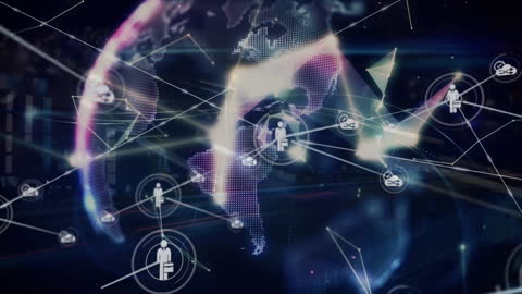 Global Network Concept with Digital Connections and Globe