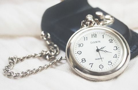 Vintage Pocket Watch with Chain and Leather Pouch