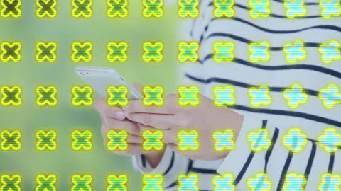 Animated Digital Overlay with User Using Smartphone Outdoors