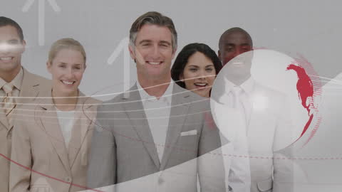 Diverse Business Team with Digital Global Interface Overlay