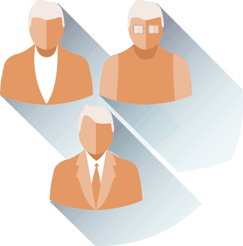 Transparent Geometric Abstraction of Three Business Professionals