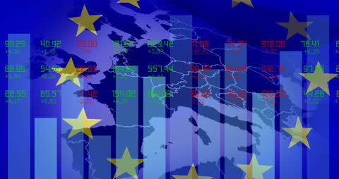 European Stock Market Data with EU Flags Overlay