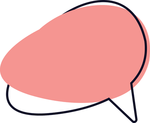 Pink speech bubble illustration on transparent background