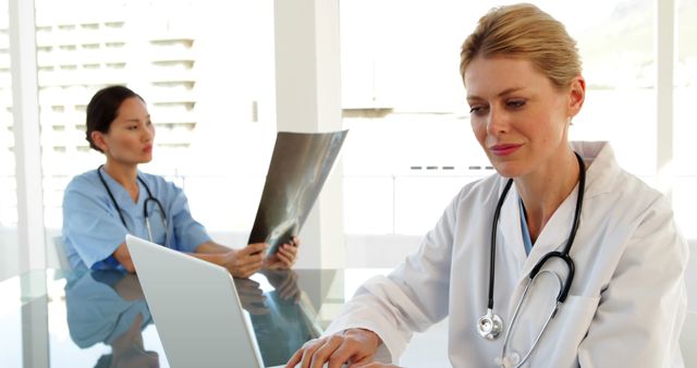 Female Doctors Working in Modern Hospital Office - Download Free Stock Images Pikwizard.com