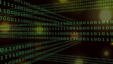 Binary Code Animation on Dark Digital Background