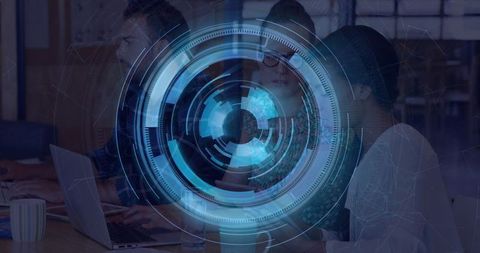 Futuristic Business Team Collaboration with Digital Interface