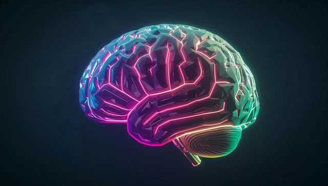 Futuristic Neon Brain with Digital Circuitry Patterns