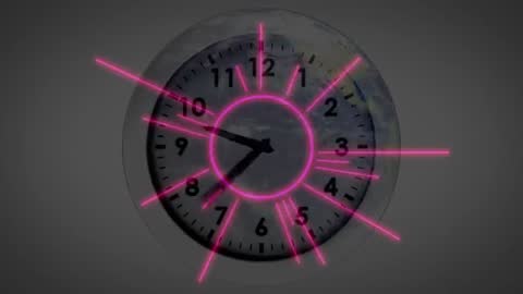 Clock Depicting Time Advancement with Pink Glow on World Map