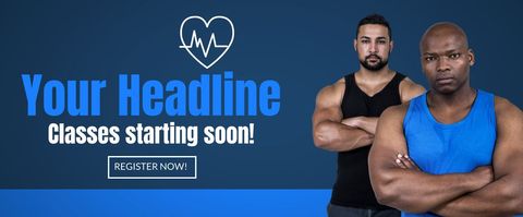 Motivational Fitness Class Ad with Determined Men