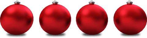 Row of Red Christmas Baubles on Transparent Background