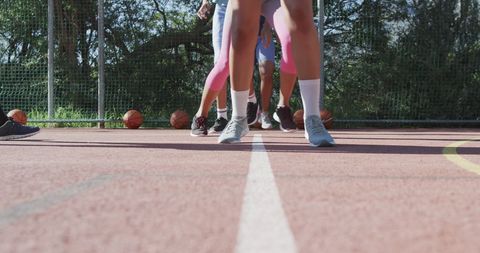 Female Teen Basketball Players Training on Outdoor Court - Download Free Stock Images Pikwizard.com