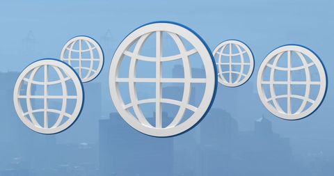 Futuristic Digital Globes Overlaying Urban Cityscape - Download Free Stock Images Pikwizard.com