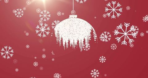 Festive Christmas Ornament with Snowflakes and Pine Trees