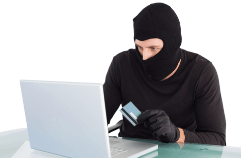 cyber criminal in mask performing credit card fraud with laptop - Download Free Stock Videos Pikwizard.com