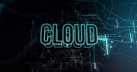 Futuristic cloud computing concept with digital elements