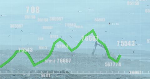Green Line Graph and Data Elements on Industrial Landfill - Download Free Stock Images Pikwizard.com